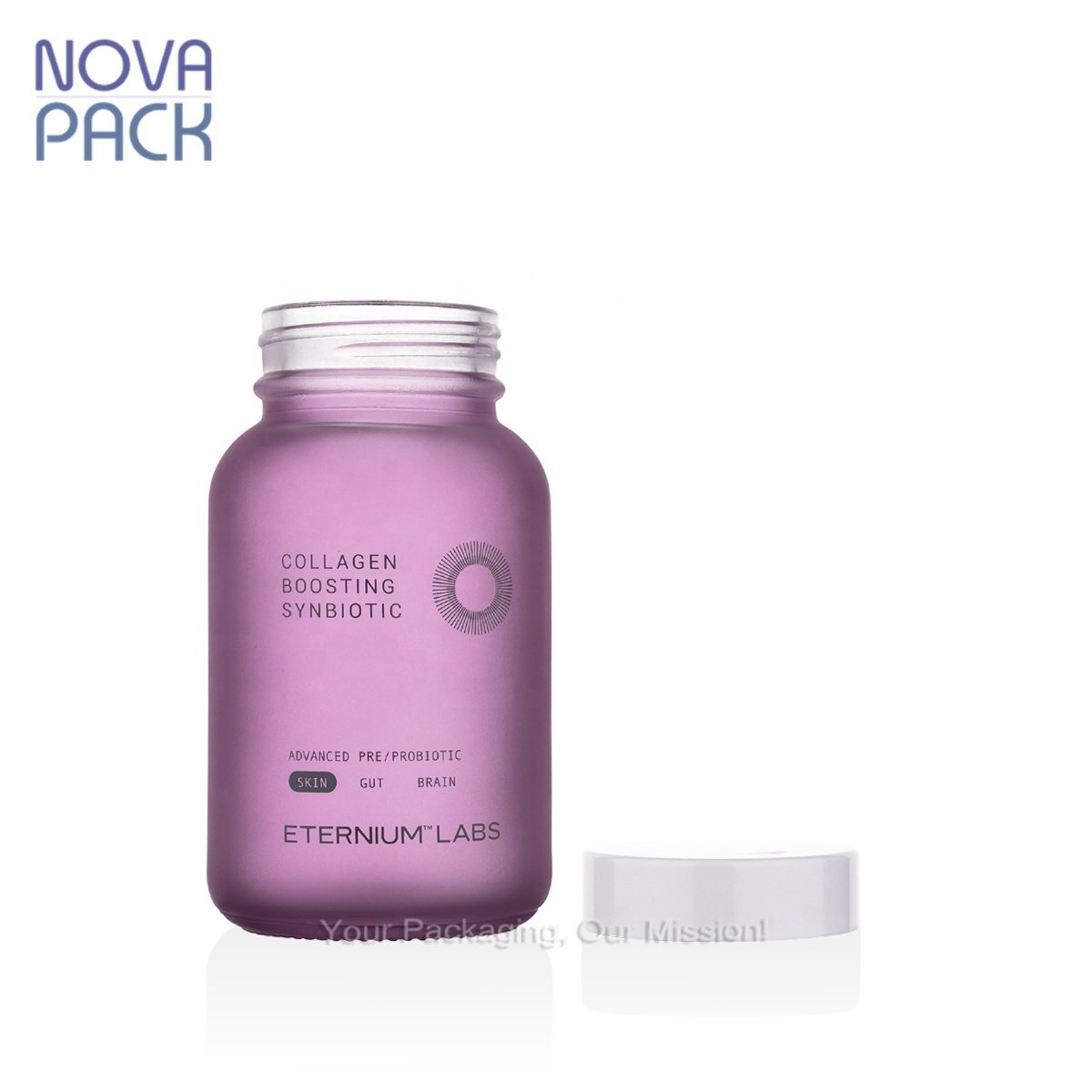 100cc 120cc 150cc 200cc wide mouth purple glass gummies vitamin pill bottle packaging 100ml supplements capsule glass bottle