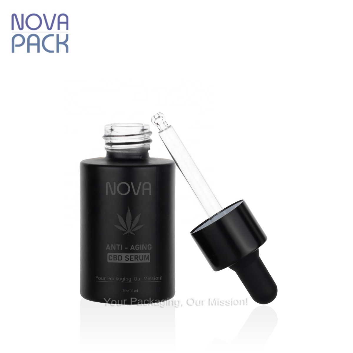 luxury 1oz matte black flat glass dropper bottle 20ml 30ml 40ml 50ml 60ml flat shoulder essential oil serum dropper bottle