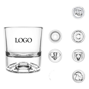 Factory Wholesale 315 ml Bottom Custom Pattern  Football Whiskey Glasses Old Fashioned Glass Bar with Free Sample