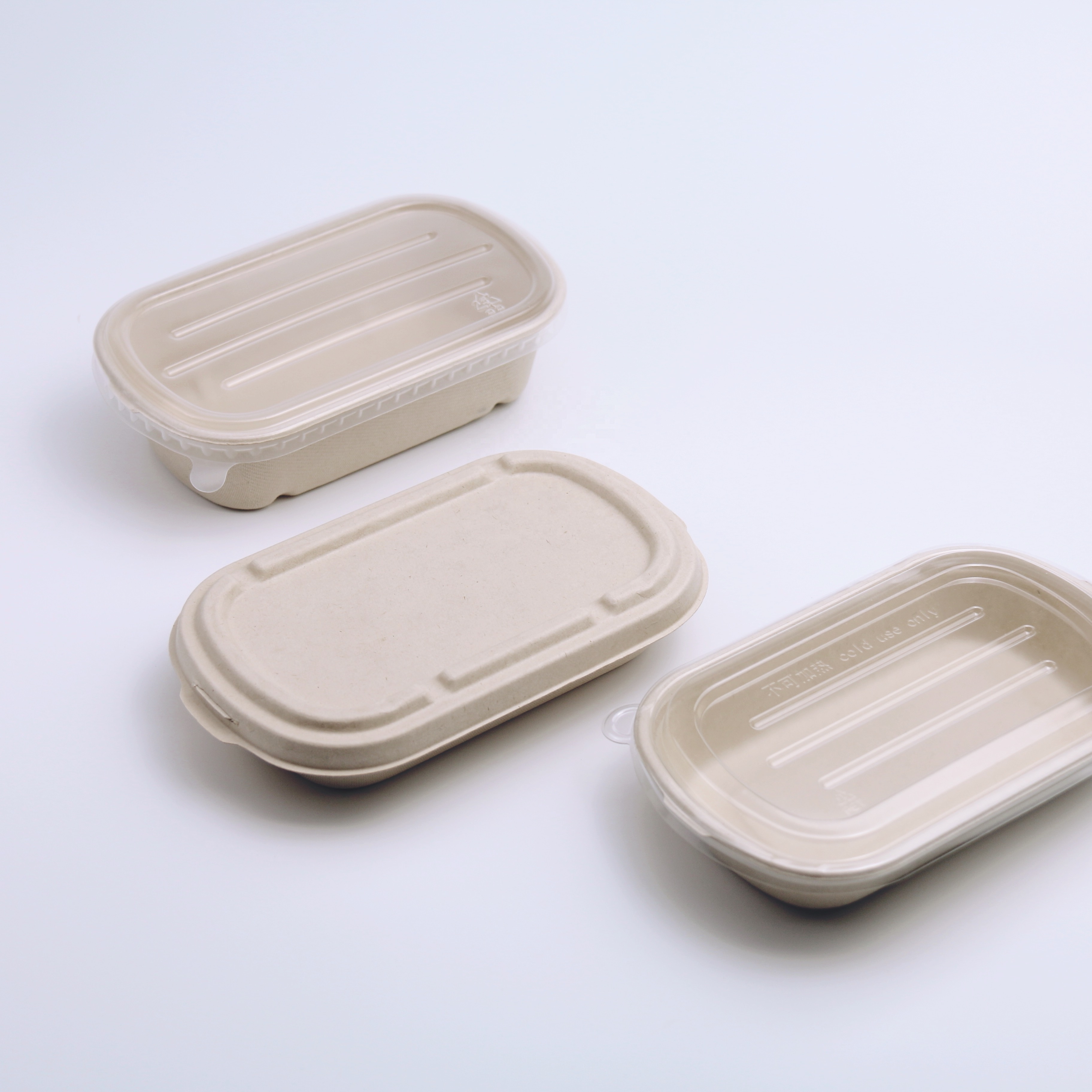 Custom Logo Biodegradable Sugarcane Bagasse Sushi Plate Tray Sugar Cane Disposable Food Takeaway Container With Lid