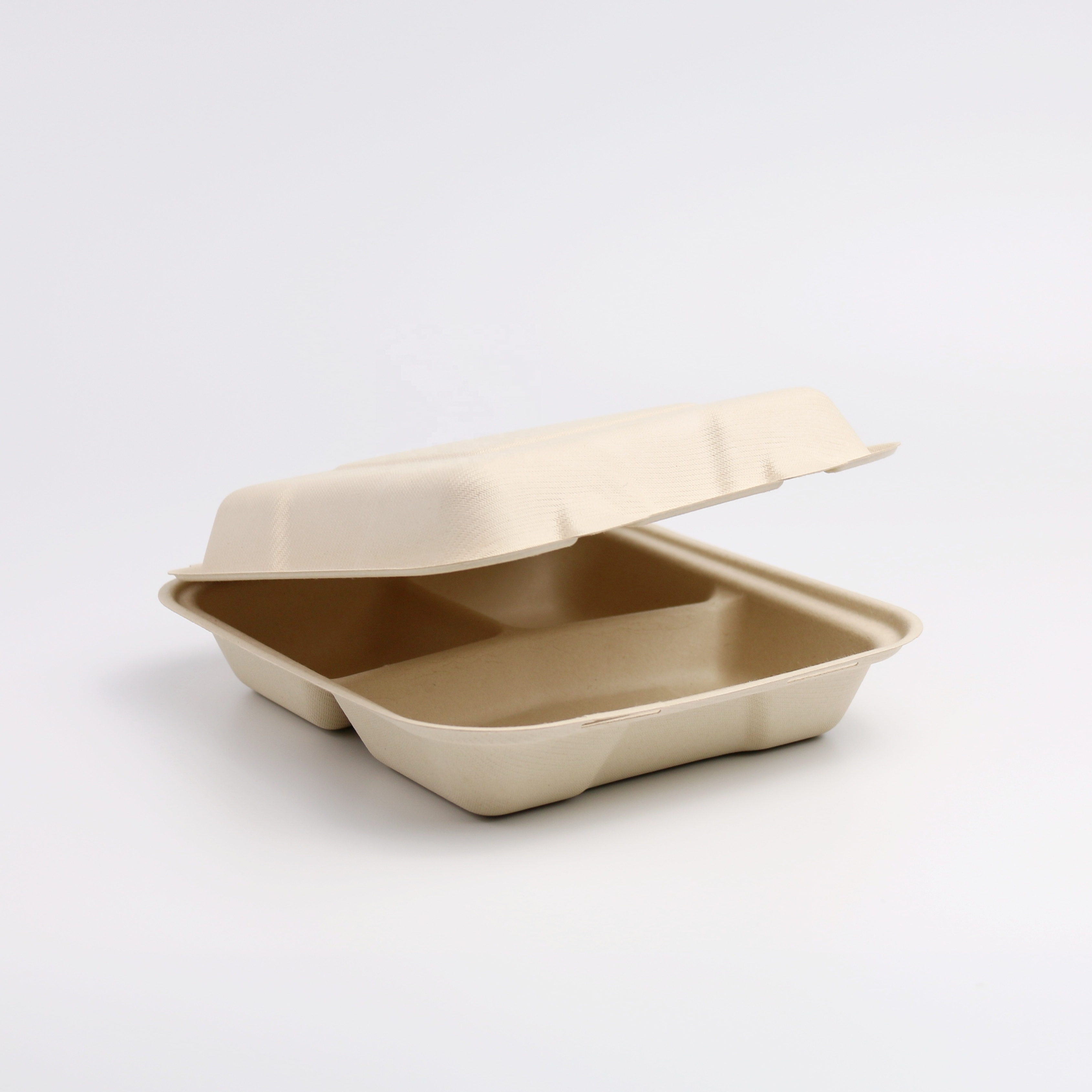 Custom Logo Biodegradable Sugarcane Bagasse Sushi Plate Tray Sugar Cane Disposable Food Takeaway Container With Lid