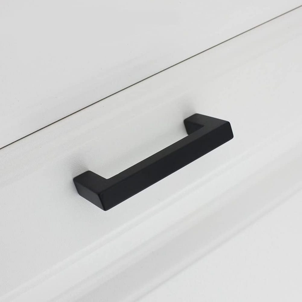 Classic Square Matte Black Furniture Handle Stainless Steel Cabinet Pulls for Drawer Wardrobe Black Furniture Handle