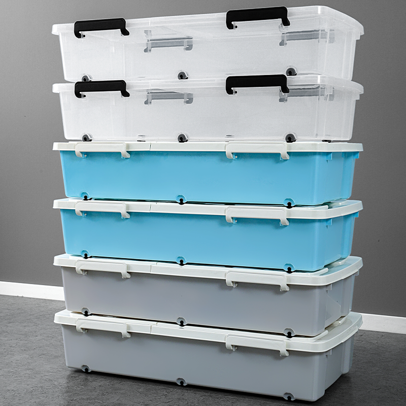 Large stackable compression-resistant plastic storage box under the bed, 52L large-capacity open lid storage bins