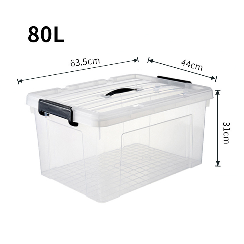 80L office organization items daily necessities living dirty laundry basket clear bin plastic organizer boxes craft storage