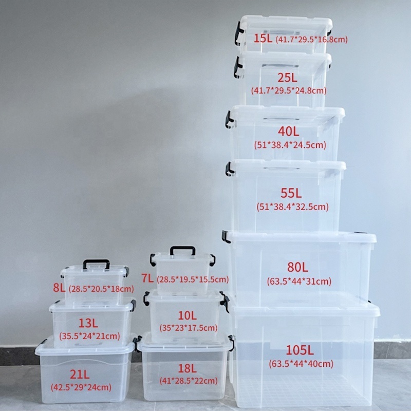 Heavy duty clamp box series, with lock buckle storage box and storage plastic box  transparent suitcase