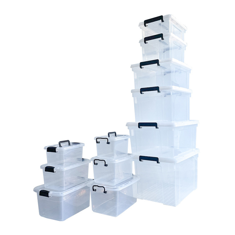 Heavy duty clamp box series, with lock buckle storage box and storage plastic box  transparent suitcase