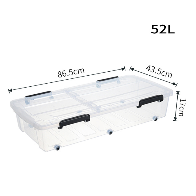 Large stackable compression-resistant plastic storage box under the bed, 52L large-capacity open lid storage bins