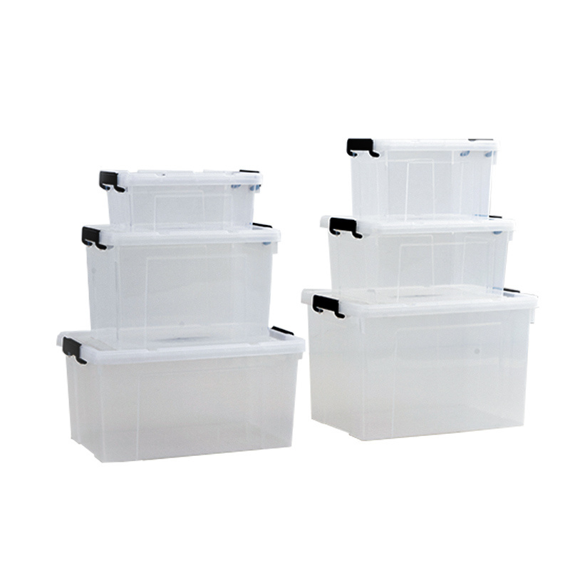 Stackable clear plastic bins plastic storage box with lid customized logo box