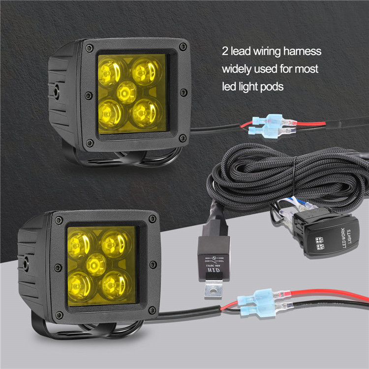 Relay Blade Fuse 20AWG 12V LED Work Light Pods Off Road Light Automobile Wire Harness