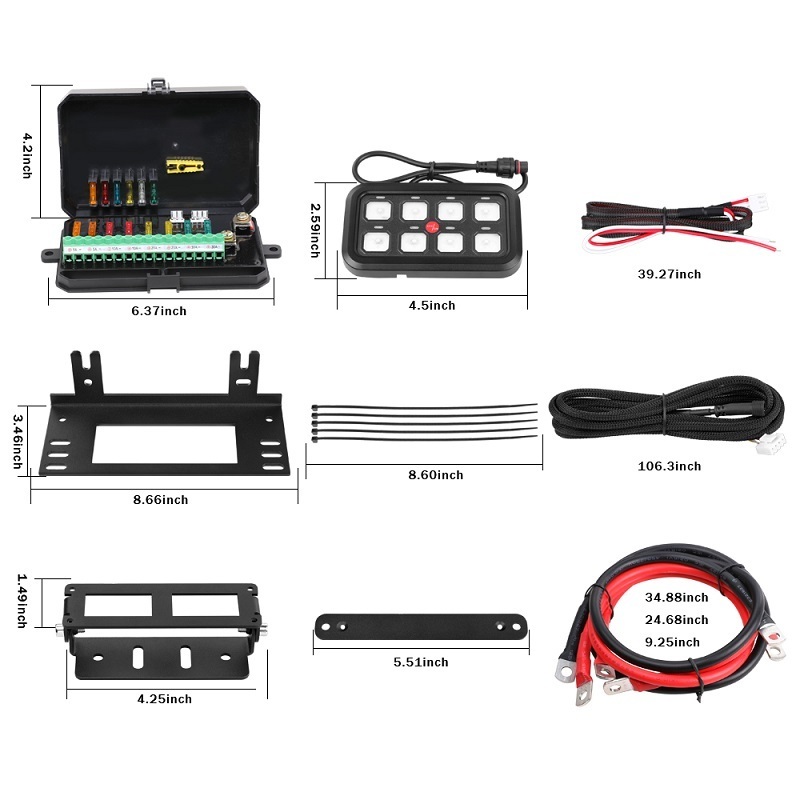 8 Gang Offroad Switch Panel Control Box Led Light Bar Rocker Switch