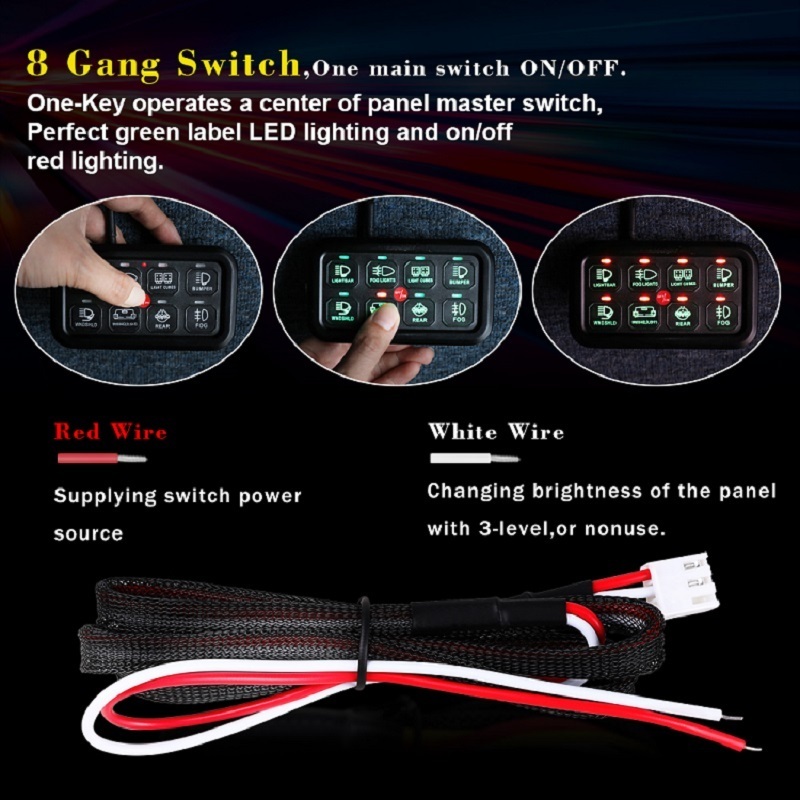 8 Gang Offroad Switch Panel Control Box Led Light Bar Rocker Switch