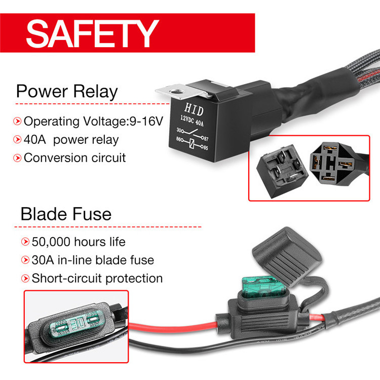 2 Leads LED Work Light Pods With Relay And ON OFF Switch Quality Car Fog Lamp And Horn LED Strip Wire Harness