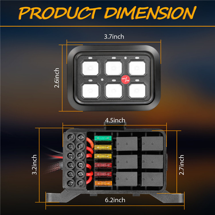 With Slim Touch Control Box Green Led 6 Gang Custom Blank Rocker Switch Panel For Vehicle 12V