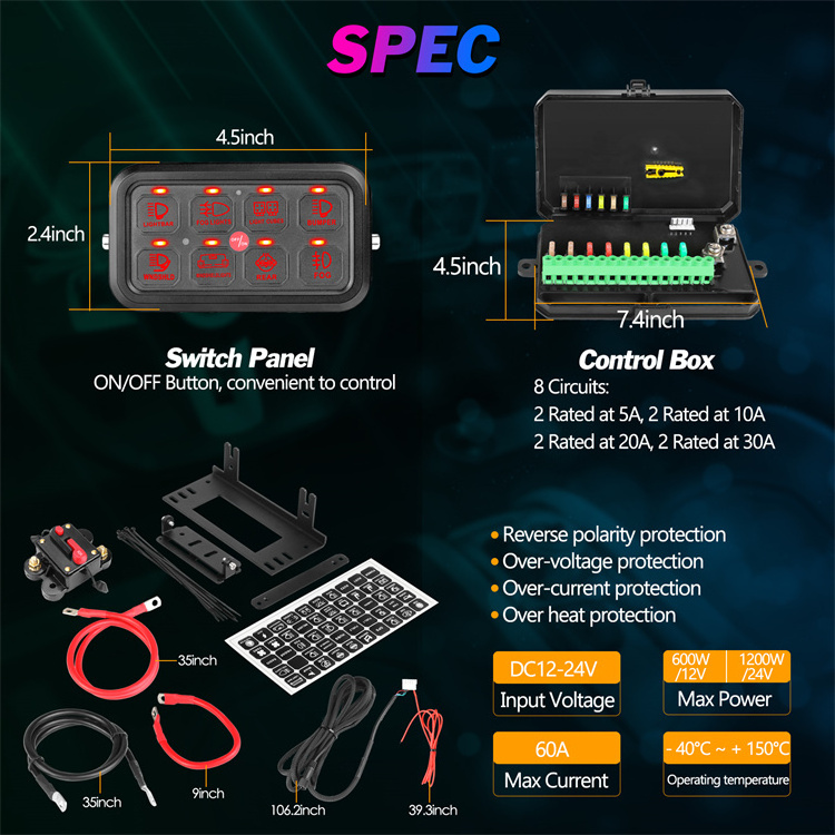 Solid Momentary Pulsed Led Lights On Off Control Rgb 8 Gang Multifunction Switch Panel