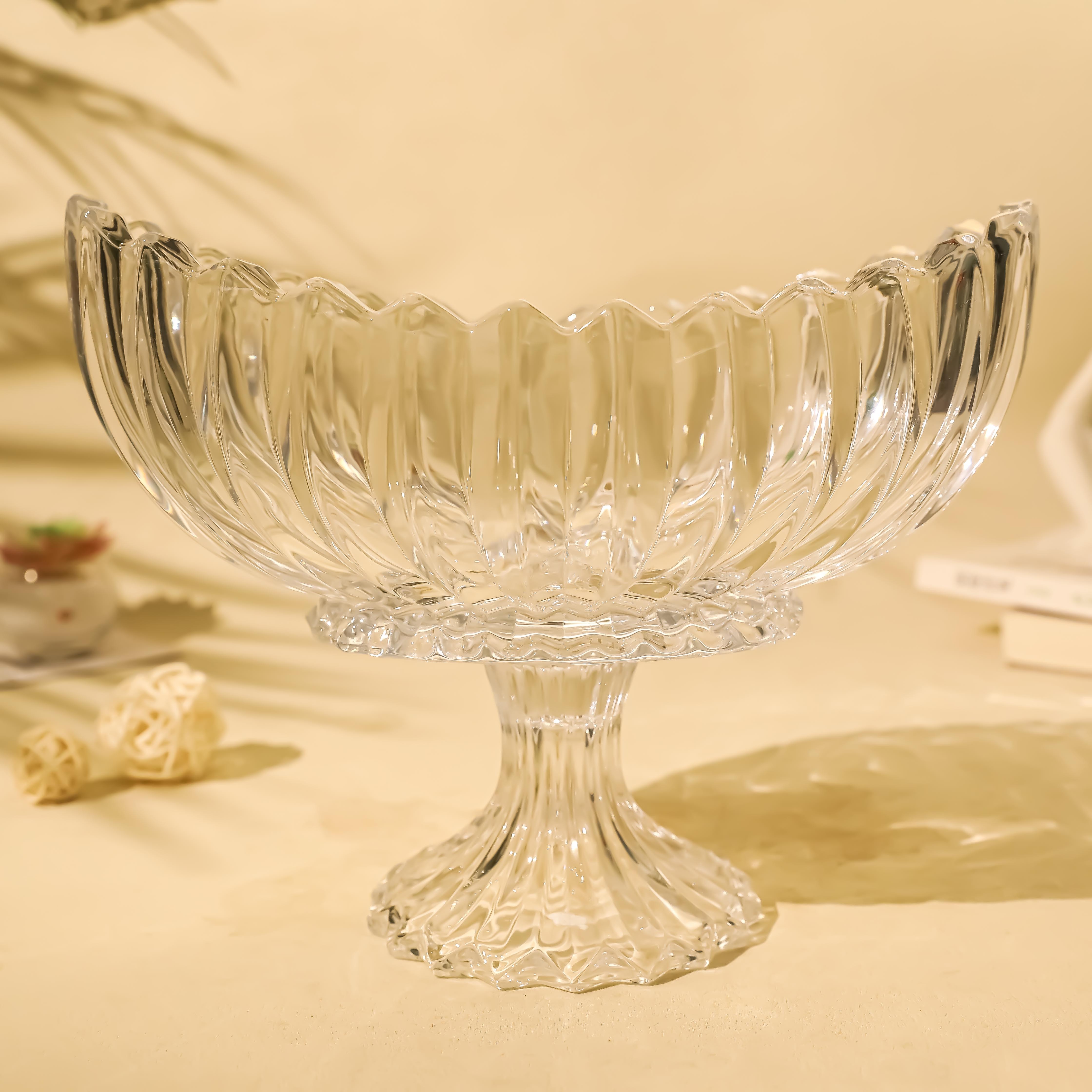 Hot Selling Transparent Crystal Glass Dessert Plate for Decoration party or Wedding glass dish