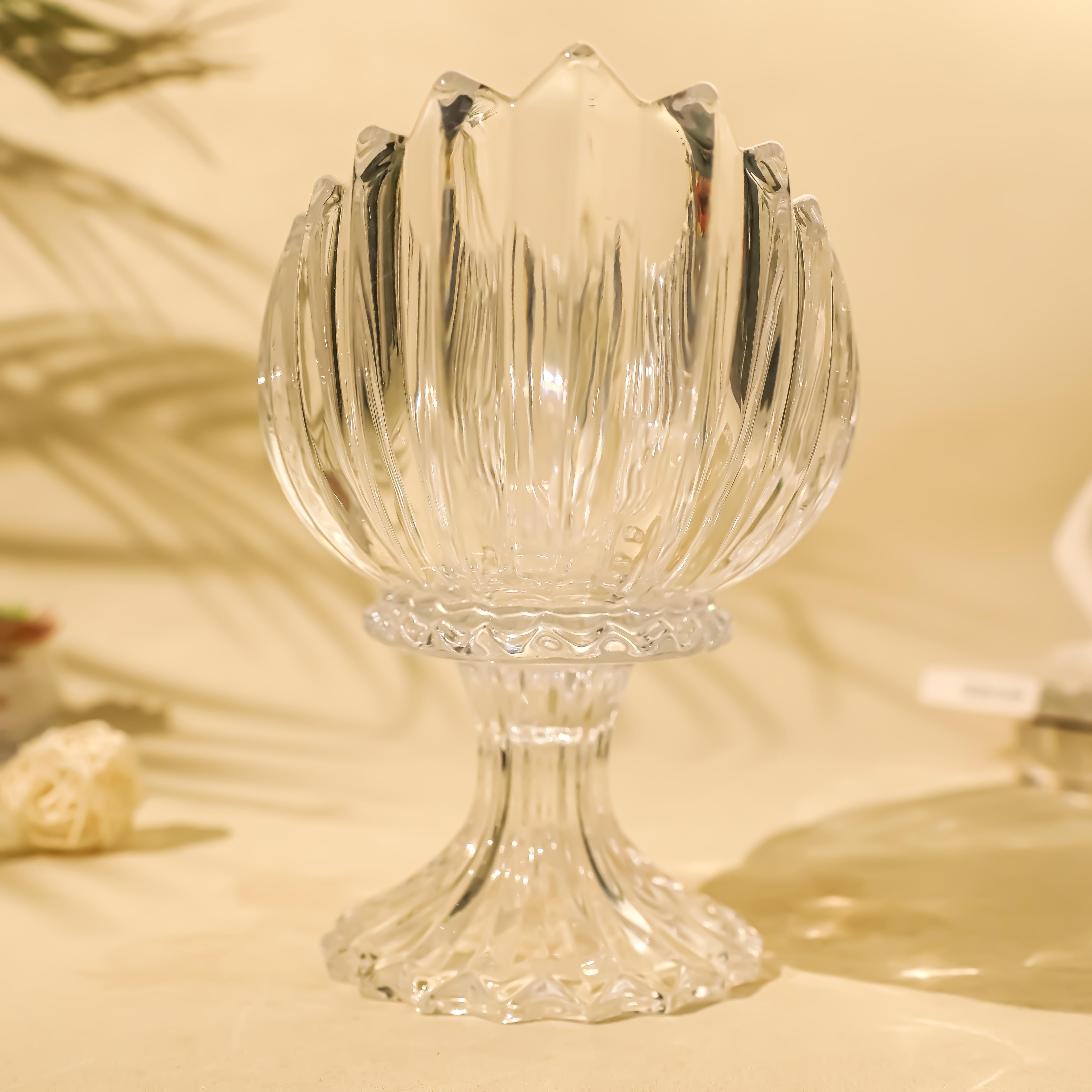 Hot Selling Transparent Crystal Glass Dessert Plate for Decoration party or Wedding glass dish