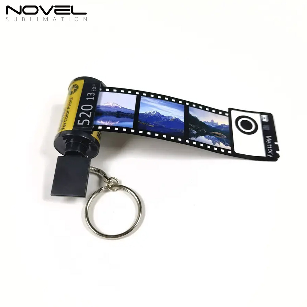 MultiPhoto Key Rings Vintage Custom Photo Personalized Keychains Picture Album Sublimation Blank Camera Film Roll Keychain