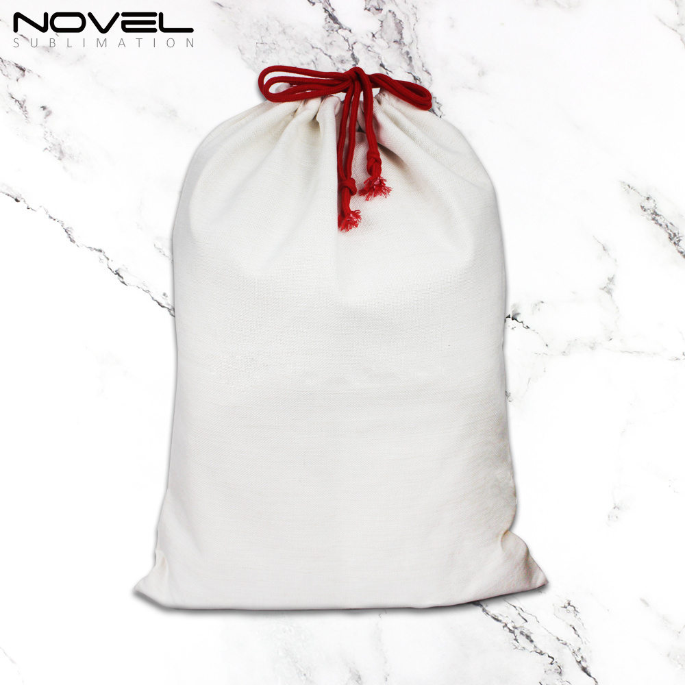 New Arrival Sublimation Blank Linen Drawstring Bag With Red Rope