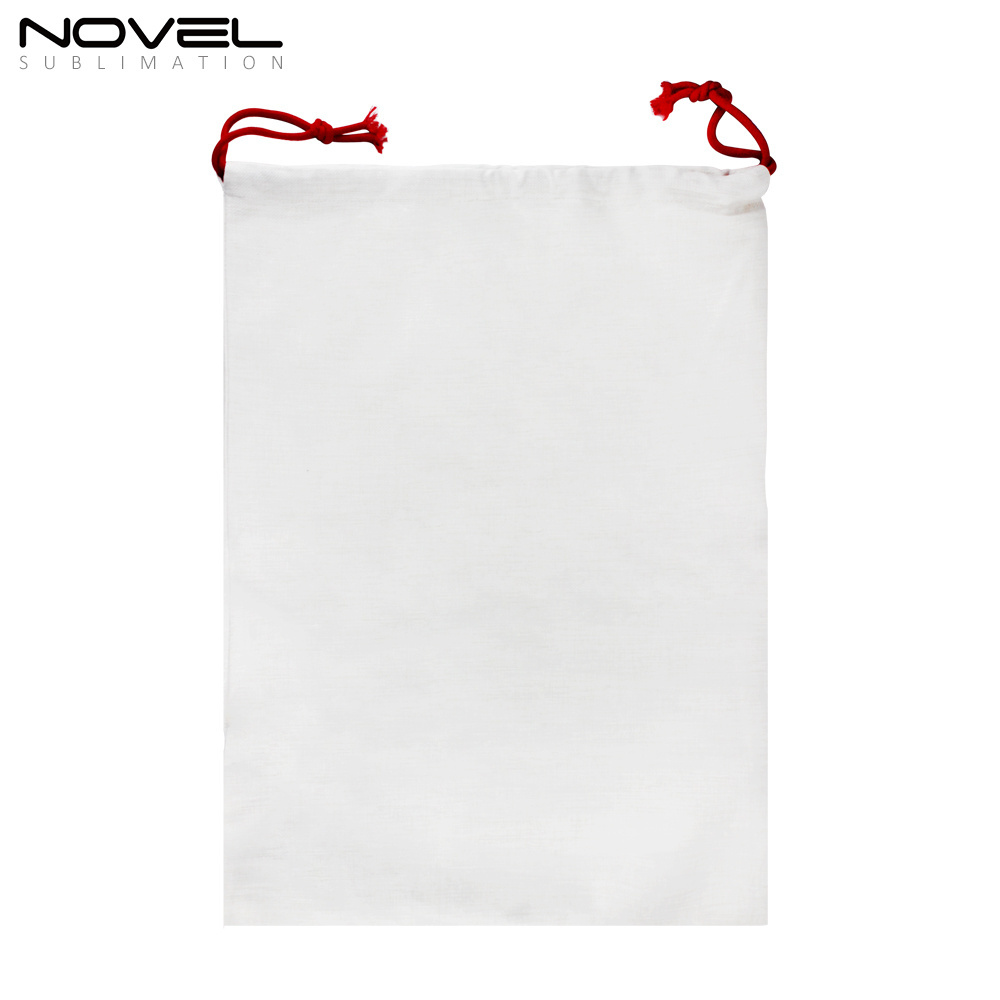 New Arrival Sublimation Blank Linen Drawstring Bag With Red Rope