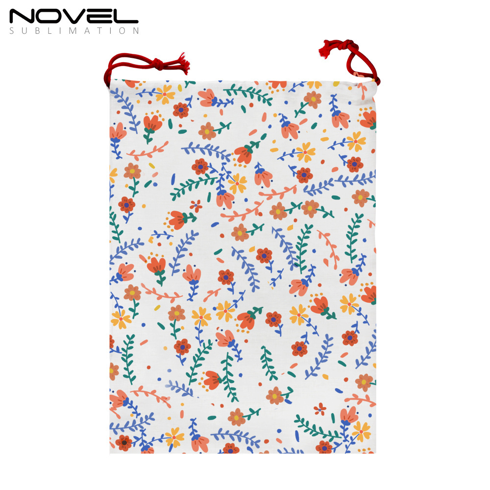 New Arrival Sublimation Blank Linen Drawstring Bag With Red Rope