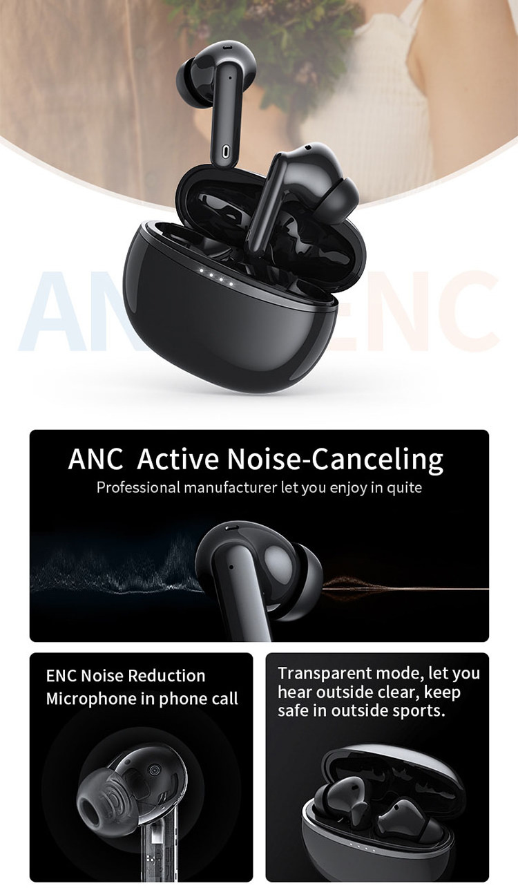 TWS ANC Bluetooth Earphones Noise Canceling Wireless Headphones Gaming Headphone With Microphone Handfree Earbuds