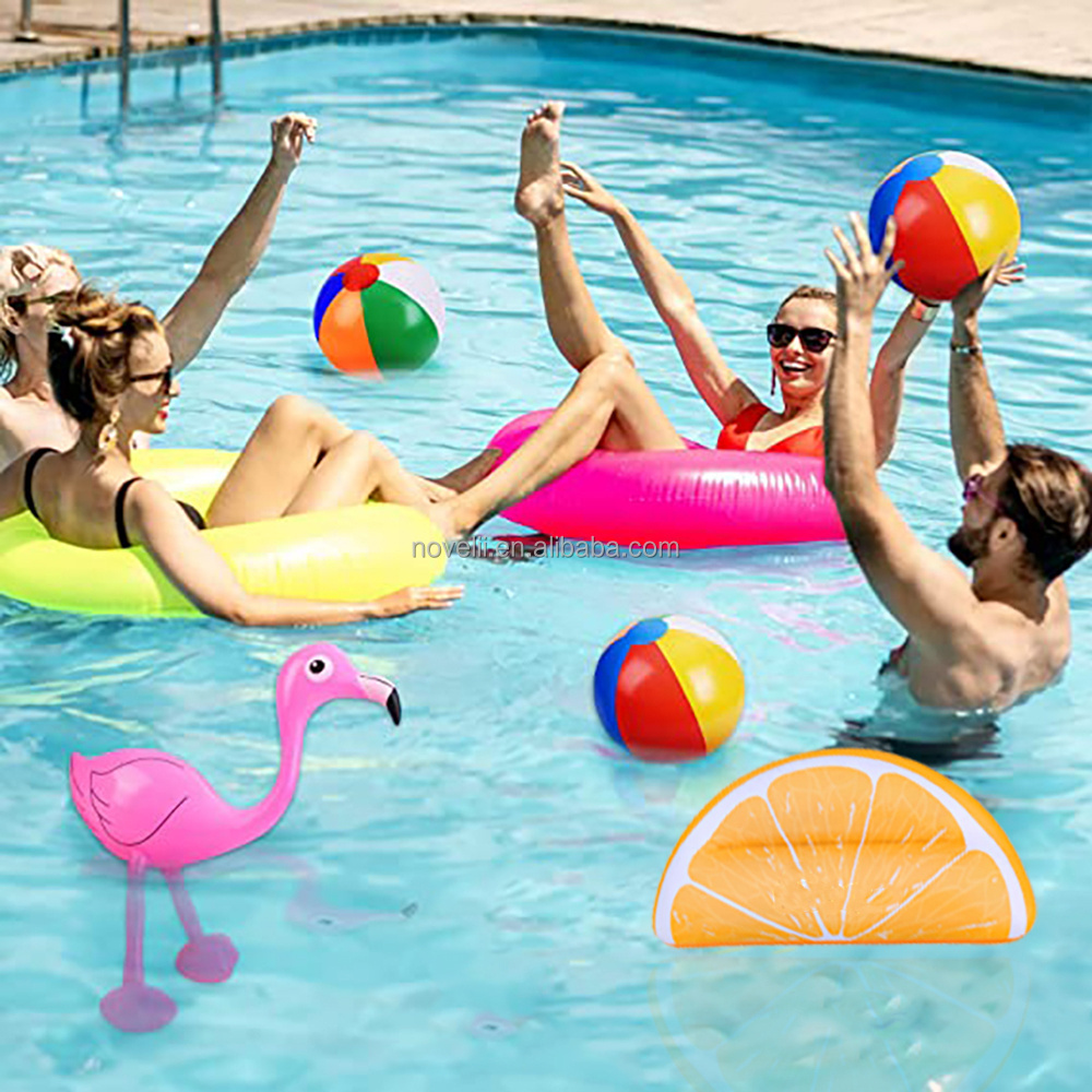 Inflatable orange Ride-on Pool Float pillow Outdoor Swimming Party Toys Raft Lounger pillow