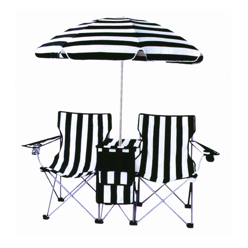 Folding double seat camping chair outdoor portable beach chair with umbrella