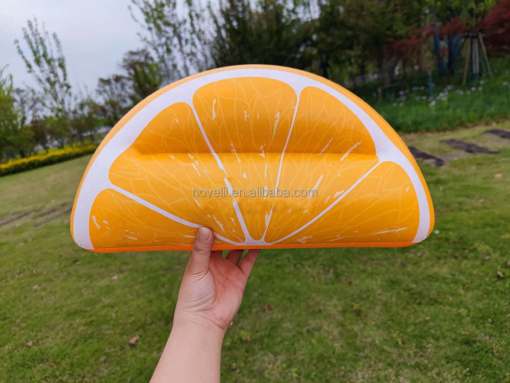 Inflatable orange Ride-on Pool Float pillow Outdoor Swimming Party Toys Raft Lounger pillow