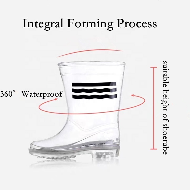 Boys And Girls' Fashion Accessories Kids PVC Transparent Versatile Rain Boots Waterproof Non-Slip Clear Color Cheap Rain Boots