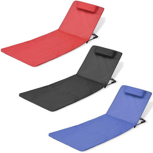 Sand free foldable beach lounge mat large padded beach chair with backrest