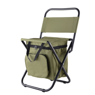 Folding backpack camping chair with cooler bag  backrest beach chair fishing stool for hiking picnic