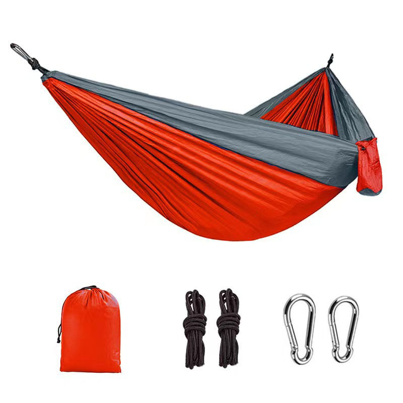 Factory camping portable hammock 210T nylon lightweight parachute single double hammock bed