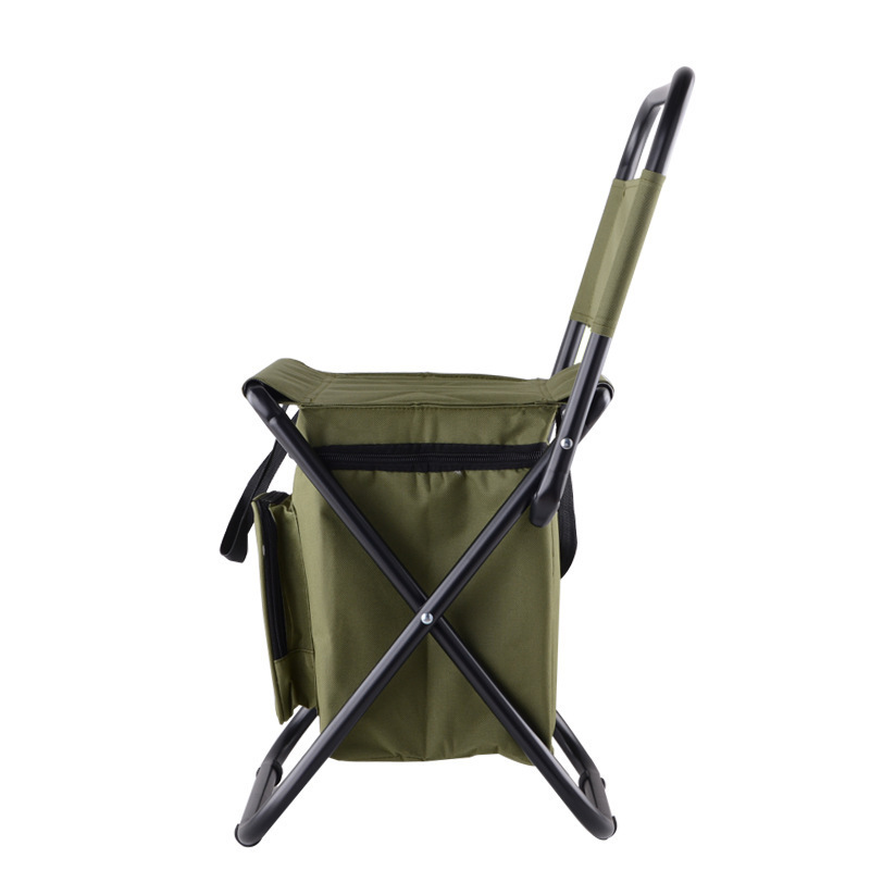 Folding backpack camping chair with cooler bag  backrest beach chair fishing stool for hiking picnic