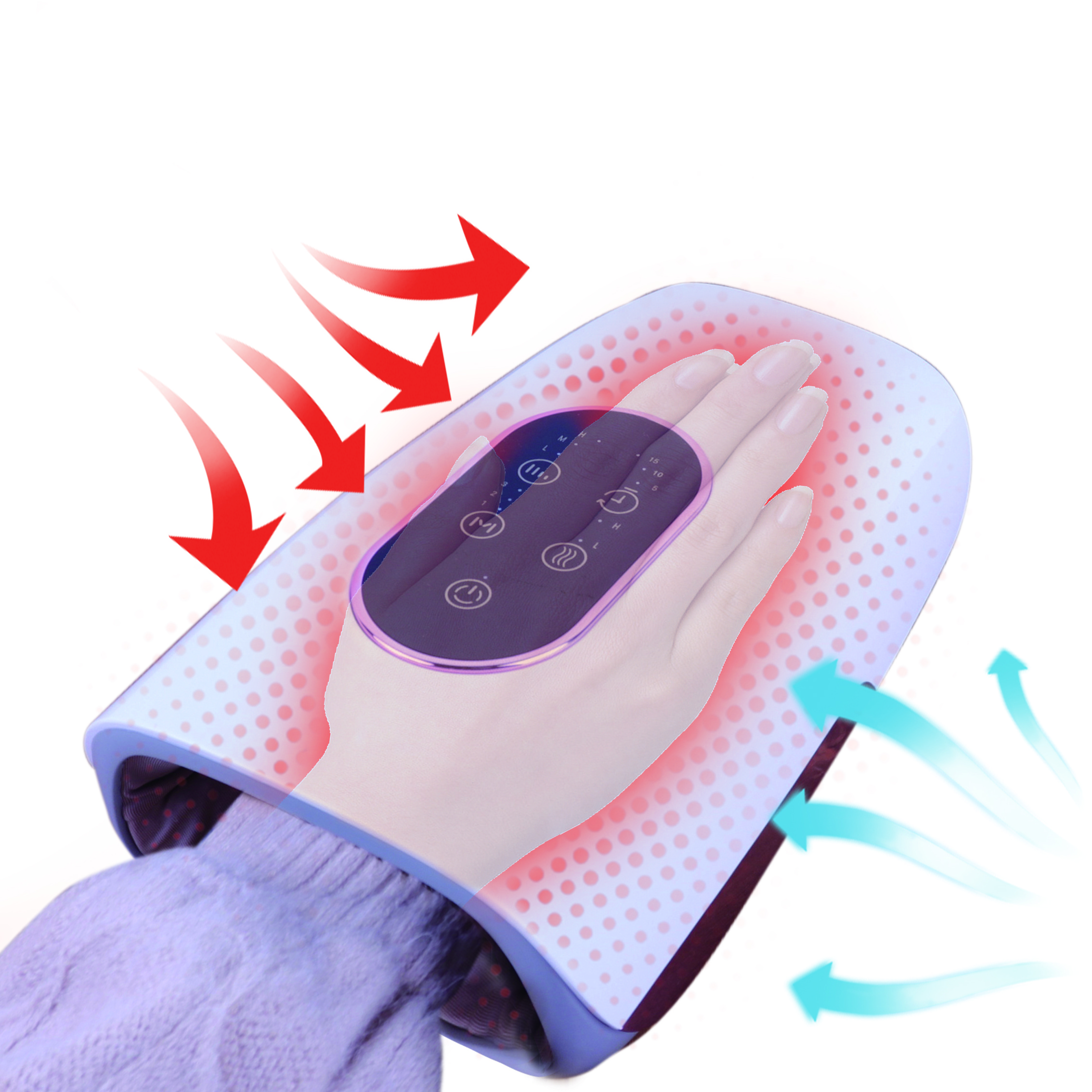 OEM Hand Massager With Heat Women Rechargeable Kneading Massage Finger Numbness Air Compression Cordless Electric Hand Massager