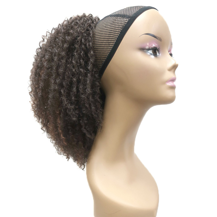 Novelties Wholesale Adjustable Bun Synthetic Fiber Afro Puff Curly Black Women Hair Pieces Hair Extension Drawstring Ponytails