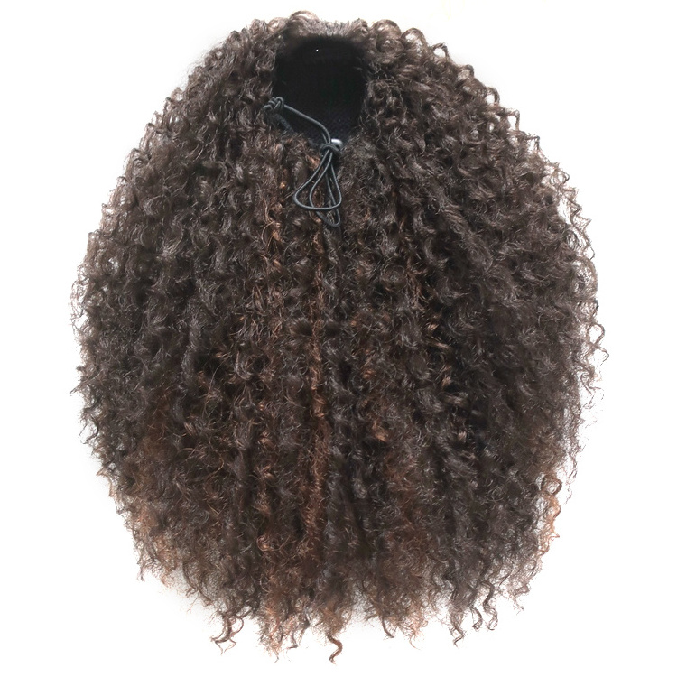 Novelties Wholesale Adjustable Bun Synthetic Fiber Afro Puff Curly Black Women Hair Pieces Hair Extension Drawstring Ponytails