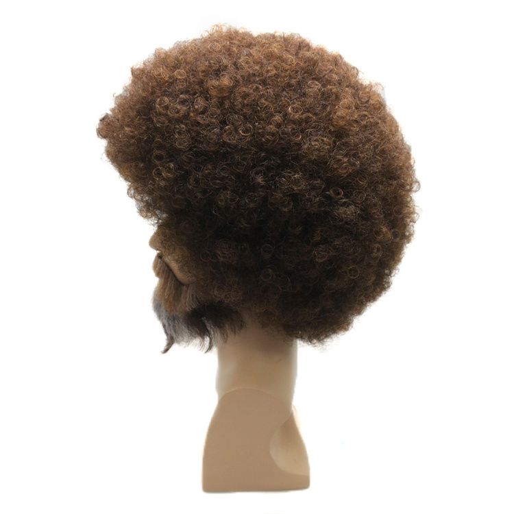 Novelties Wholesale Halloween Robert Norman Bob Ross Wig With Beard Heat Resistant Synthetic Cosplay Wig