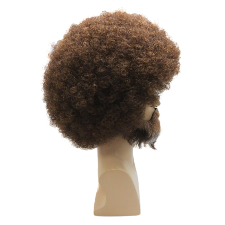 Novelties Wholesale Halloween Robert Norman Bob Ross Wig With Beard Heat Resistant Synthetic Cosplay Wig