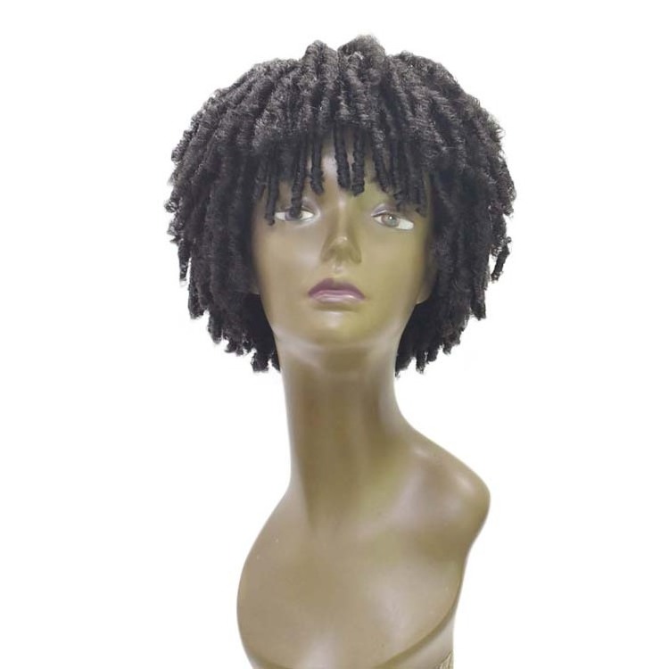 Novelties Synthetic Fiber High Quality Machine Made Pixie Cut Short Bob Natural Crochet Afro Twist Dread Locks Faux Locs Wig