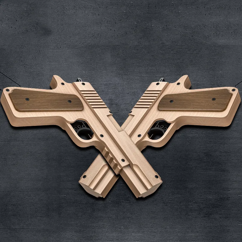 Newest rubber band pistol toy Safe kids guns with 80 rubber bands Outdoor shooting wooden guns toy