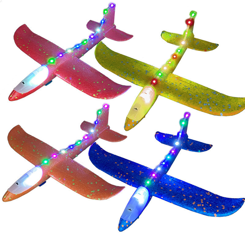 LED Light Airplane Launcher Toy Set 2 Flight Mode Glider Airplane Foam Outdoor Sport Toys Party Favor Summer Toy Airplanes