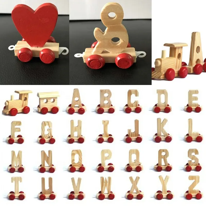 Multifunction educational children baby toy wooden alphabet train