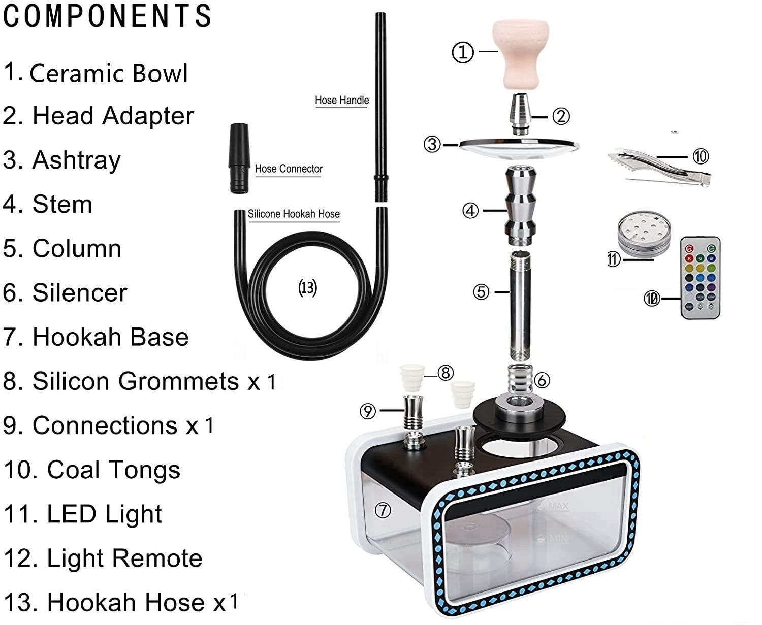 New Acrylic hookah set single and double tube quick sell cross-border products top shisha hookah