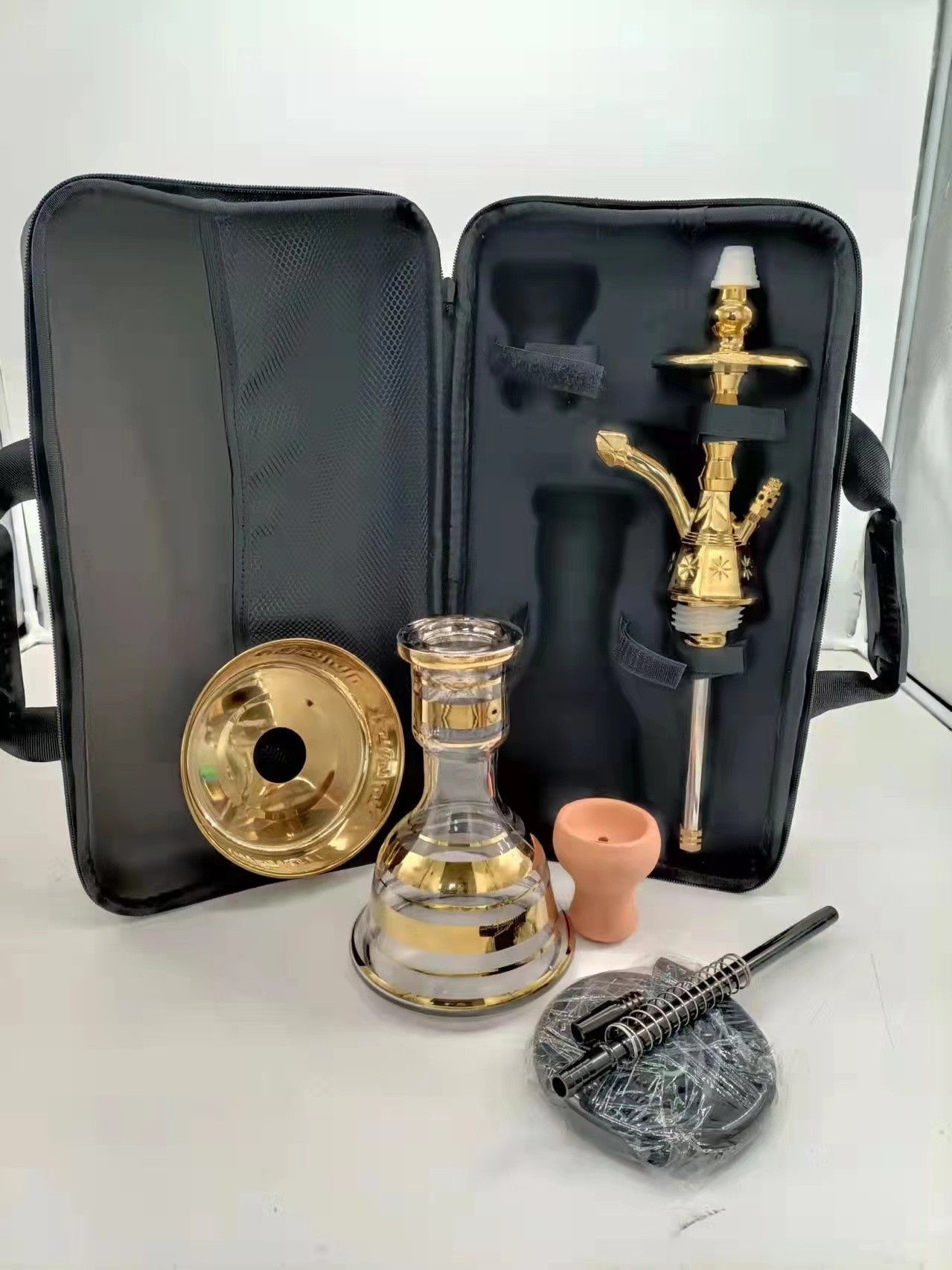 Wholesale Hookah Lounge Fancy Glass Hookah shesha shisha Stainless Steel hokah shisha Egyptian hookah