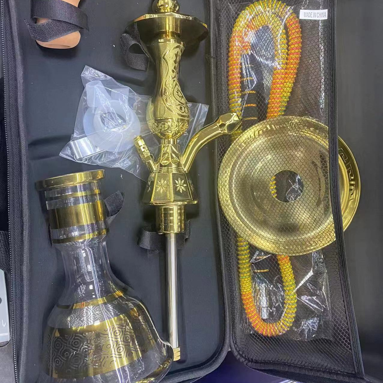 Wholesale Hookah Lounge Fancy Glass Hookah shesha shisha Stainless Steel hokah shisha Egyptian hookah