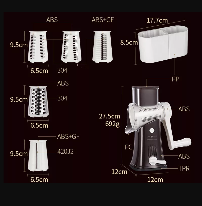 Wholesale Hand-Operated Roller Multi-Functional Cutter Kitchen Cheese Grater Vegetable Mandoline Slicer