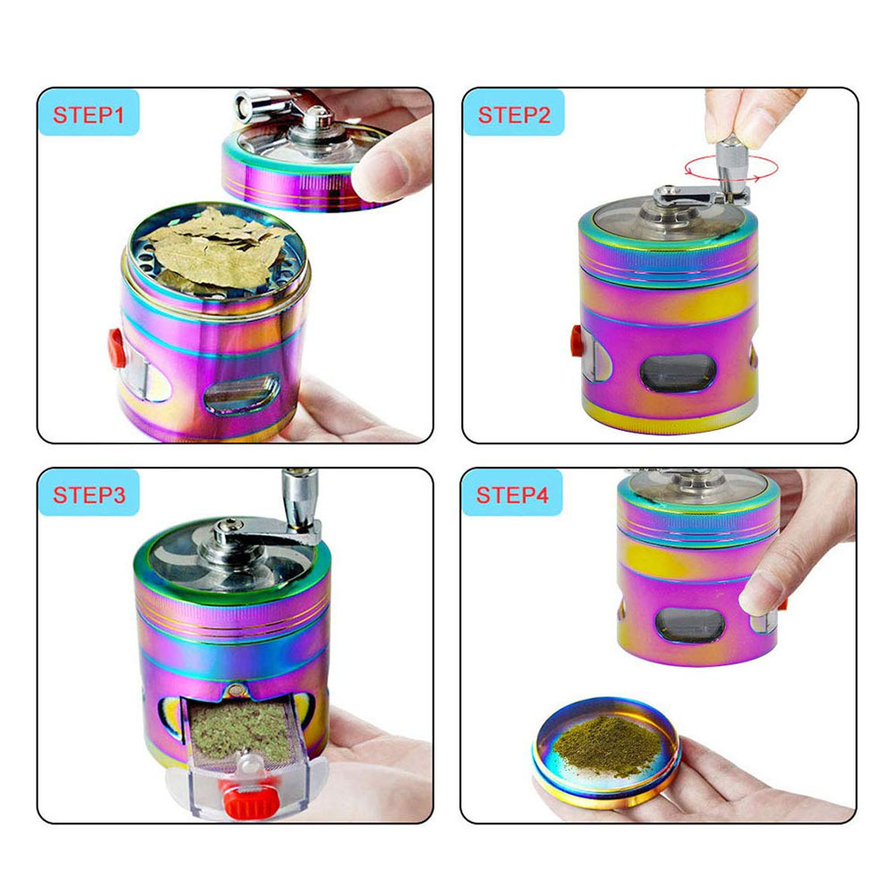 4 Layers Herb portable Grinder Smoke Crusher Crank Pollinator Herb Grinder Spice