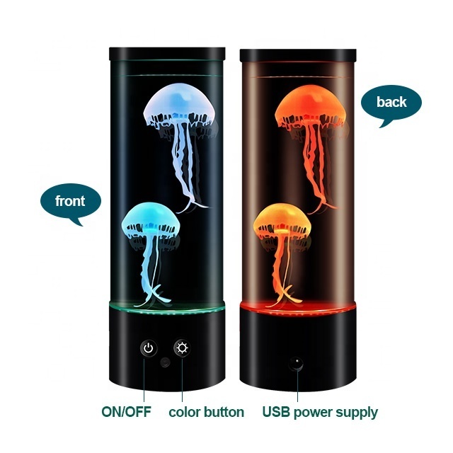 Sensory Large LED Jellyfish  Lamp Aquarium - Electric Round Jellyfish Tank Mood Light with 3 Glowing Jelly Fish