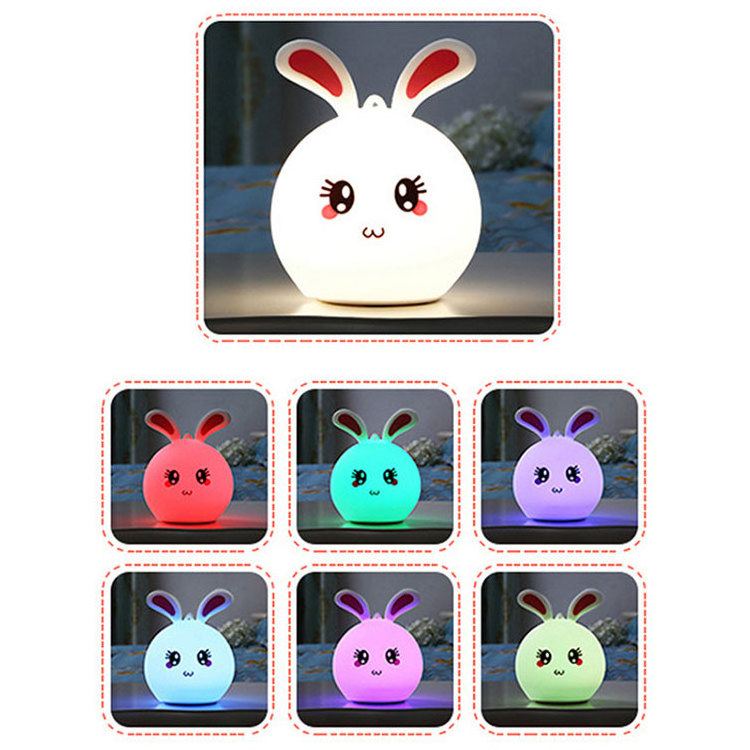 Creative Children's Gift Remote Dimming Touch Sensor Usb Charging Led Silicone Rabbit Lamp