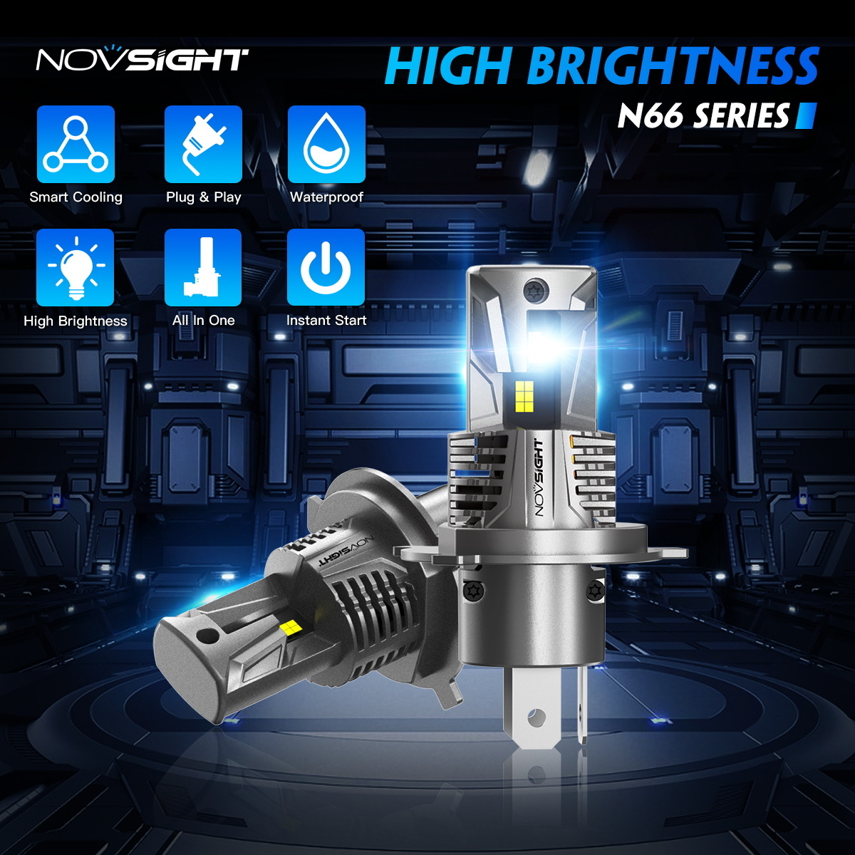 NOVSIGHT N66 new arrival auto bulb A16 car led headlight h4 6500k super bright car led light h7 h11 led headlight bulb